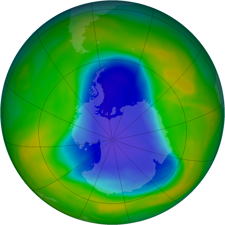 Antarctic ozone map for 10 November 2007